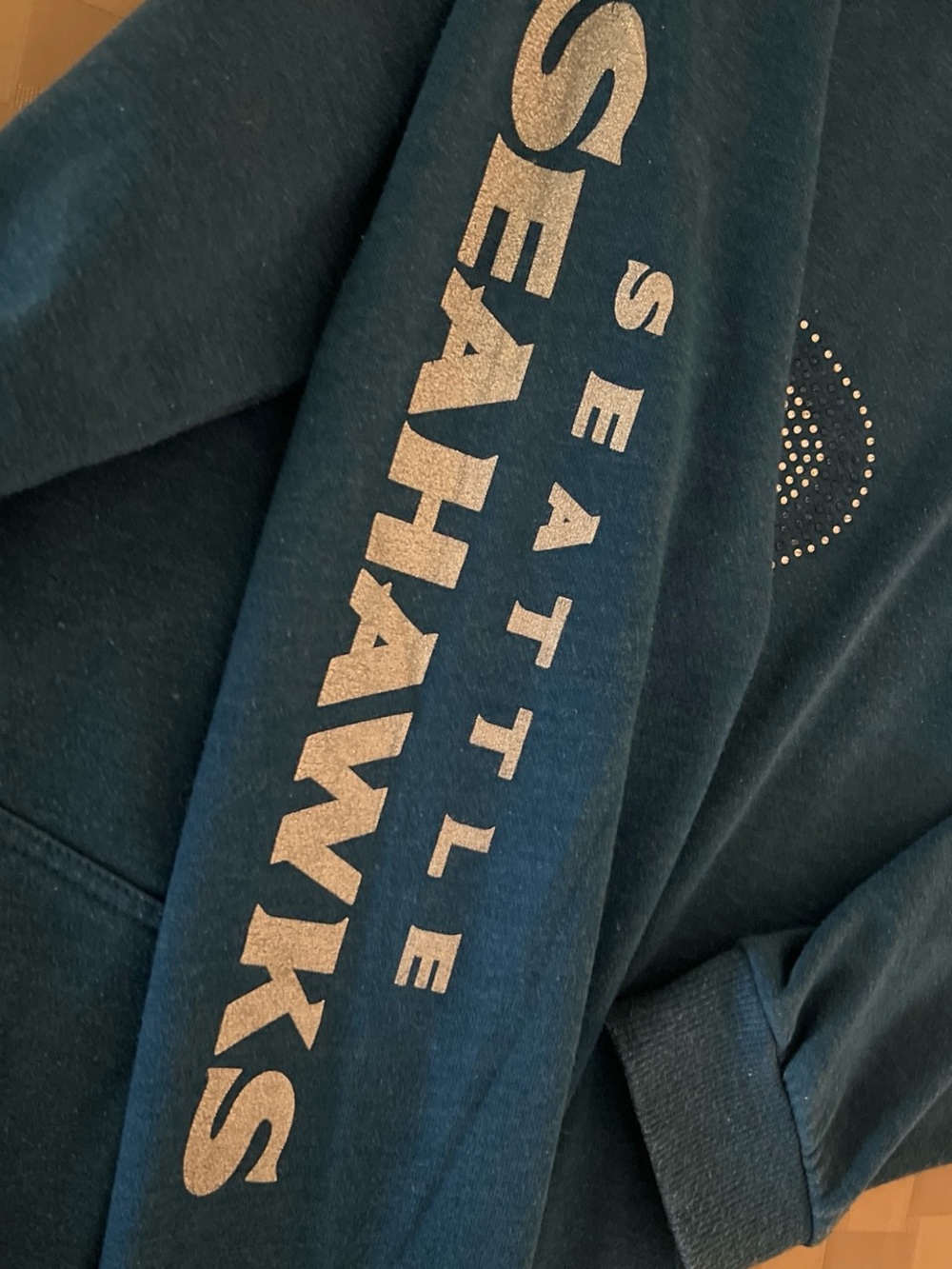 NFL Seattle Seahawks Blue Crewneck Sweatshirt with Rhinestone Logo M - Picture 3 of 6